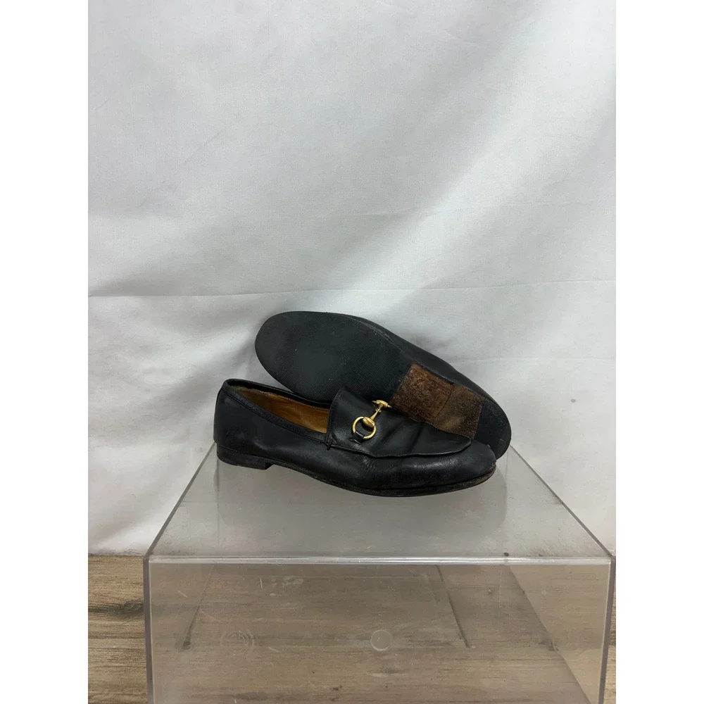 Gucci Mens Black Leather Horsebit Loafers Size 37 Made in Italy Dress Shoes